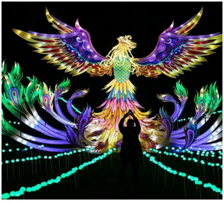 Colorful phoenix lantern at the Birmingham festival