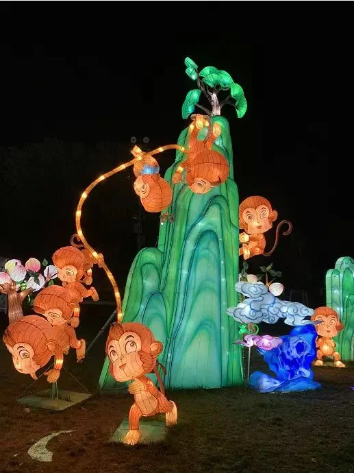 Playful monkey story lantern scene