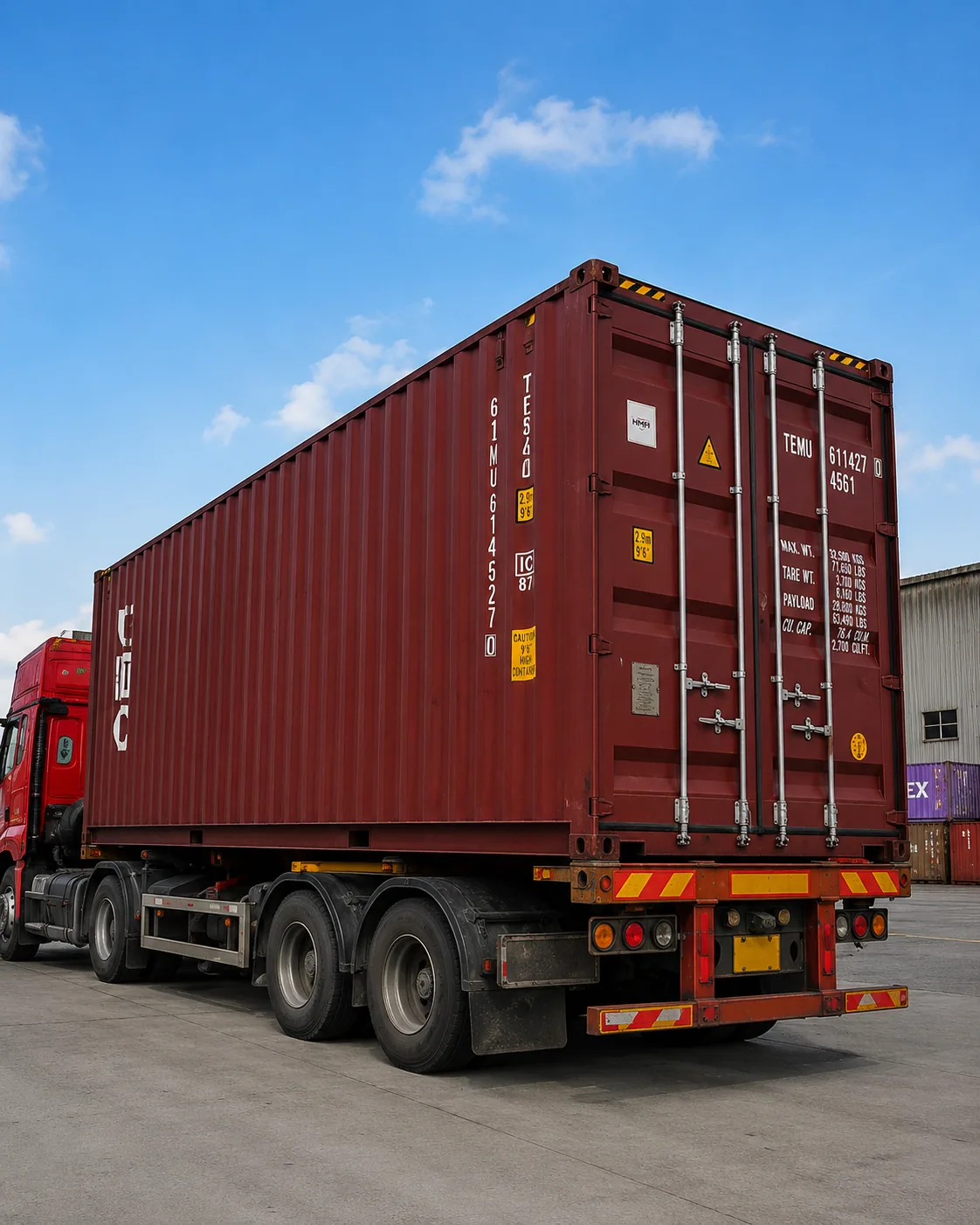 Shipping container arriving for Birmingham lantern project loading