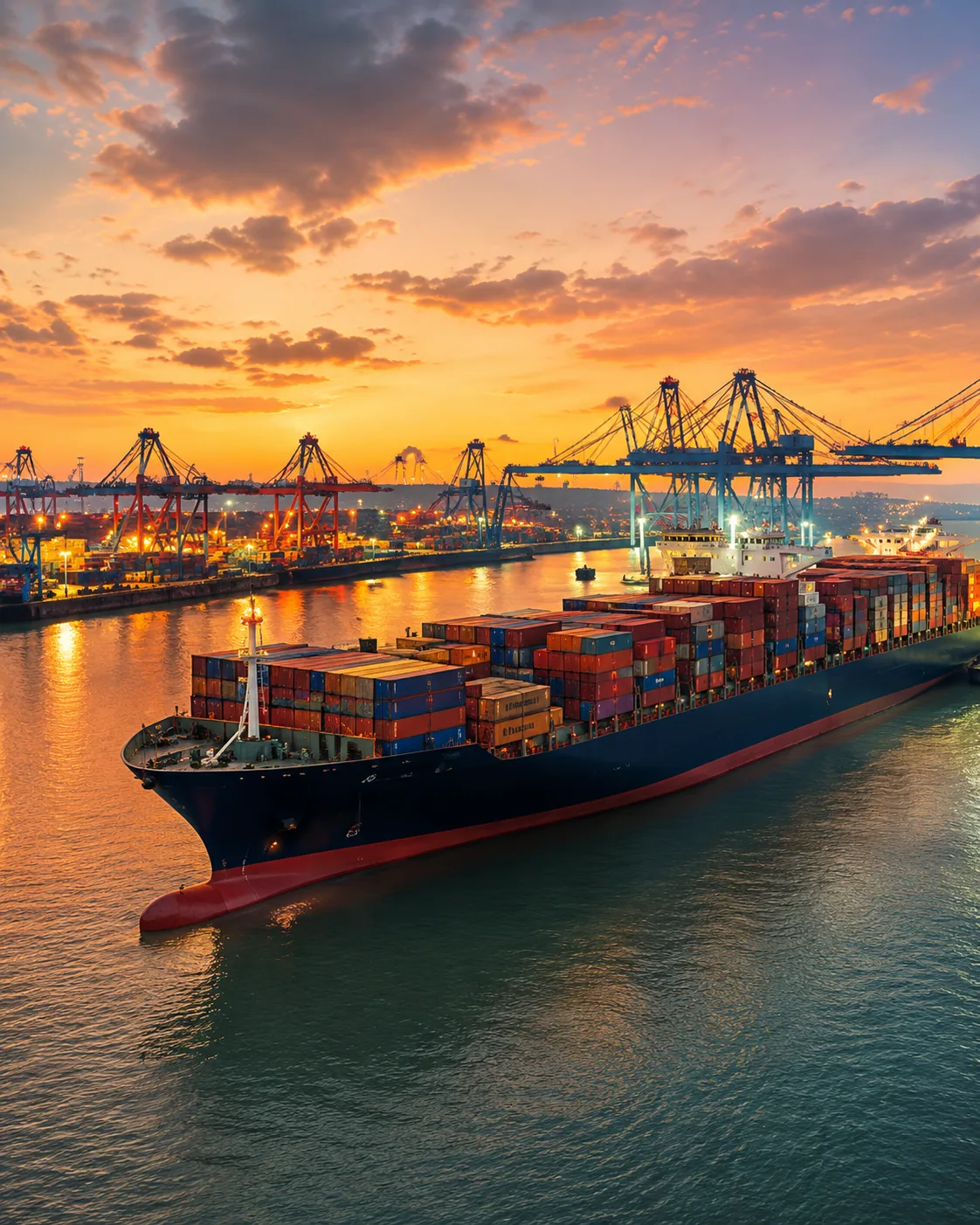 Container ship representing overseas delivery to the United Kingdom