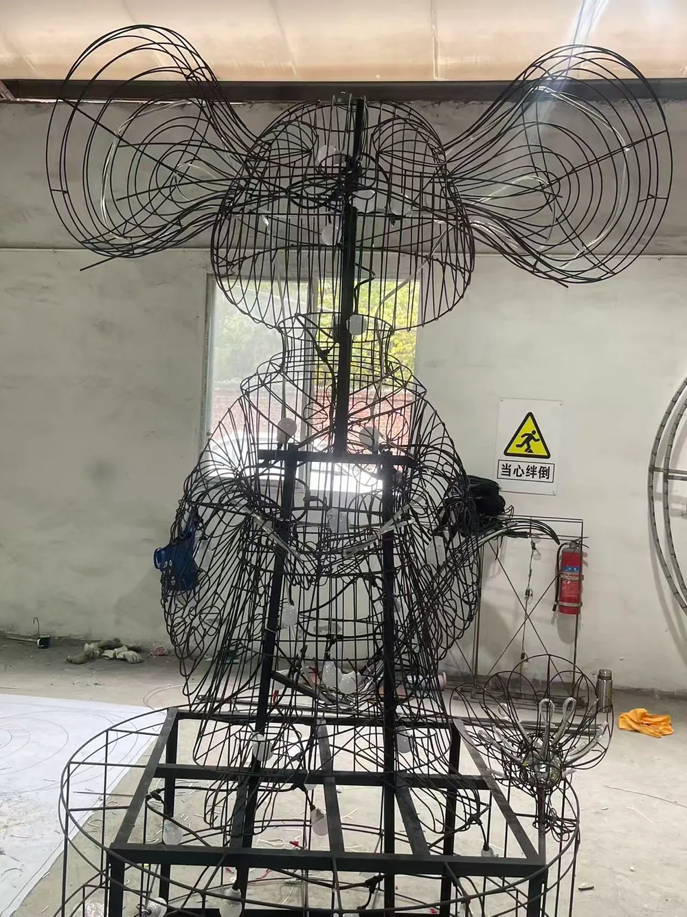 Hand-welded steel framework for a sculptural lantern
